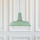 Hand Painted Iron Pendant Lights Large Argyll Industrial Pendant Light Chalk Mint Green