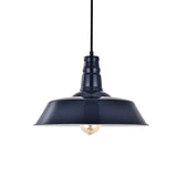 Hand Painted Iron Pendant Lights Squid Ink Navy Blue Industrial Breakfast Bar Pendant Light - Argyll