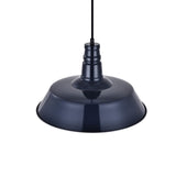 Hand Painted Iron Pendant Lights Squid Ink Navy Blue Industrial Breakfast Bar Pendant Light - Argyll