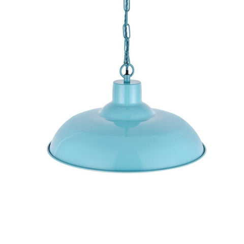 Portland Reclaimed Style Industrial Pendant Light Duck Egg Blue Turquoise - SE Home