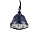 Hand Painted Iron Pendant Lights Ganton Vintage Cage Pendant Light Squid Ink Navy Blue