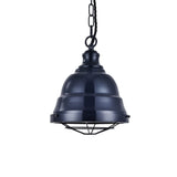 Hand Painted Iron Pendant Lights Ganton Vintage Cage Pendant Light Squid Ink Navy Blue