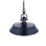 Hand Painted Iron Pendant Lights Brewer Cage Industrial Pendant Light Squid Ink Navy Blue