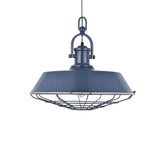 Hand Painted Iron Pendant Lights Brewer Cage Industrial  Pendant Light Leaden Grey Slate