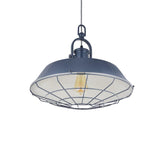 Hand Painted Iron Pendant Lights Brewer Cage Industrial  Pendant Light Leaden Grey Slate