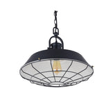 Hand Painted Iron Pendant Lights Brewer Cage Industrial  Pendant Light Matt Black