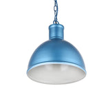 Hand Painted Iron Pendant Lights Wardour Industrial Bay Pendant Light Aston Blue