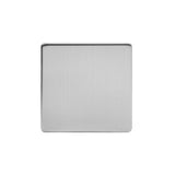 Screwless Brushed Chrome - Black Trim - Slim Plate Screwless Brushed Chrome Metal Single Blanking Plates