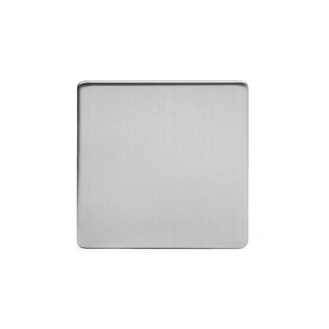 Screwless Brushed Chrome - Black Trim - Slim Plate Screwless Brushed Chrome Metal Single Blanking Plates