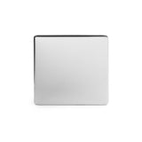 Screwless Polished Chrome - White Trim - Slim Plate Screwless Polished chrome metal Single Blanking Plate