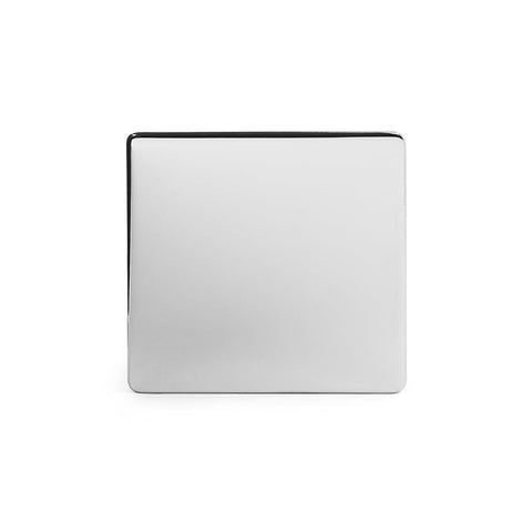 Screwless Polished Chrome - White Trim - Slim Plate Screwless Polished chrome metal Single Blanking Plate
