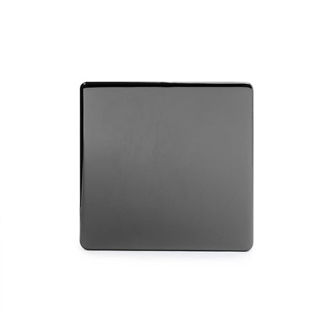 Screwless Black Nickel - Black Trim - Slim Plate Screwless Black Nickel metal Single Blanking Plate