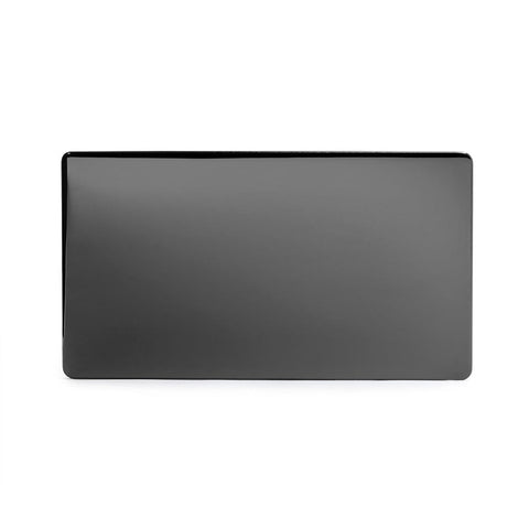 Screwless Black Nickel - Black Trim - Slim Plate Screwless Black Nickel metal Double Blanking Plate