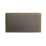 Screwless Antique Brass - Black Trim - Slim Plate Screwless Antique Brass metal Double Blanking Plate