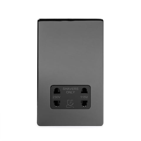 Screwless Black Nickel 1 Gang Shaver Socket - SE Home
