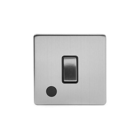 Screwless Brushed Chrome - Black Trim - Slim Plate Screwless Brushed Chrome 1 Gang Flex Outlet 20 Amp Switch