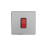 Screwless Brushed Chrome 45A 1 Gang Double Pole Switch- Single Plate - SE Home