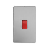 Screwless Brushed Chrome 45A 1 Gang Double Pole Switch- Large Plate - SE Home