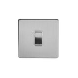 Screwless Brushed Chrome - White Trim - Slim Plate Screwless Brushed Chrome 10A 1 Gang 2 Way Light Switch