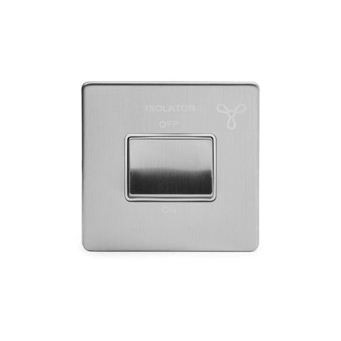 Screwless Brushed Chrome 10A 3-Pole Fan Isolator Switch - SE Home
