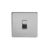 Screwless Brushed Chrome - White Trim - Slim Plate Screwless Brushed Chrome 1 Gang 20 Amp Switch