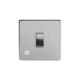 Screwless Brushed Chrome - White Trim - Slim Plate Screwless Brushed Chrome 1 Gang 20 Amp Switch Flex Outlet