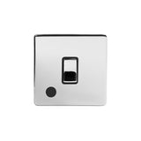 Screwless Polished Chrome - Black Trim - Slim Plate Screwless Polished Chrome 1 Gang Flex Outlet 20 Amp Switch Light Switch