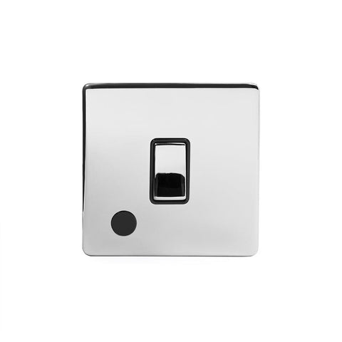 Screwless Polished Chrome - Black Trim - Slim Plate Screwless Polished Chrome 1 Gang Flex Outlet 20 Amp Switch Light Switch