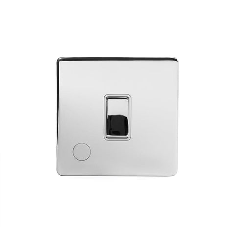 Screwless Polished Chrome - White Trim - Slim Plate Screwless Polished Chrome 1 Gang 20 Amp Switch Flex Outlet