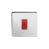 Screwless Polished Chrome 45A 1 Gang Double Pole Switch- Single Plate - SE Home
