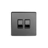 Screwless Black Nickel 10A 2 Gang 2 Way Light Switch - SE Home