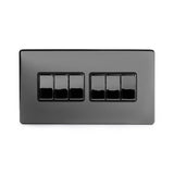 Screwless Black Nickel 10A 6 Gang 2 Way Light Switch - SE Home