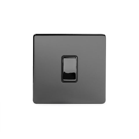 Screwless Black Nickel - Black Trim - Slim Plate Screwless Black Nickel 1 Gang 20 Amp Switch