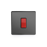 Screwless Black Nickel 45A 1 Gang Double Pole Switch- Single Plate - SE Home