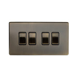 Screwless Antique Brass 10A 4 Gang 2 Way Light Switch - SE Home