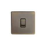 Screwless Antique Brass - Black Trim - Slim Plate Screwless Antique Brass 10A 1 Gang Intermediate Light Switch