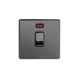 Screwless Black Nickel 20A 1 Gang Double Pole Switch With Neon - SE Home