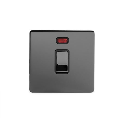 Screwless Black Nickel 20A 1 Gang Double Pole Switch With Neon - SE Home