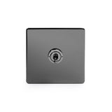 Screwless Black Nickel - Black Trim - Slim Plate Screwless Black Nickel 1 Gang 2 Way Toggle Light Switch - Black