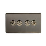 Screwless Antique Brass 4 Gang 2 Way Toggle Light Switch - SE Home