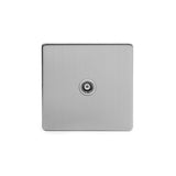 Screwless Brushed Chrome - White Trim - Slim Plate Screwless Brushed Chrome 1 Gang Co Axial TV and Satelite Socket