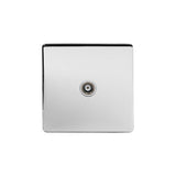 Screwless Polished Chrome - White Trim - Slim Plate Screwless Polished Chrome 1 Gang Co Axial TV and Satelite Socket
