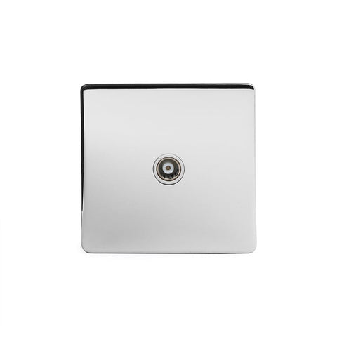 Screwless Polished Chrome 1 Gang Co Axial TV and Satelite Socket - SE Home
