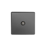 Screwless Black Nickel - Black Trim - Slim Plate Screwless Black Nickel 1 Gang Co Axial TV and Satelite Socket
