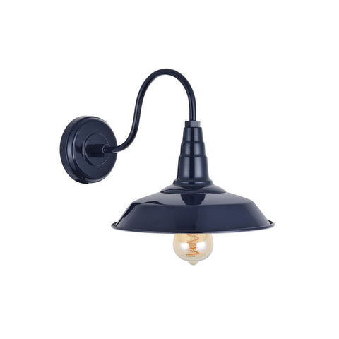 Hand Painted Iron Wall Lights Argyll Industrial Wall Light Squid Ink Navy Blue