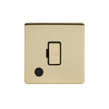 Screwless Brushed Brass - Black Trim - Slim Plate Screwless Brushed Brass 13A Unswitched Connection Unit Flex Outlet