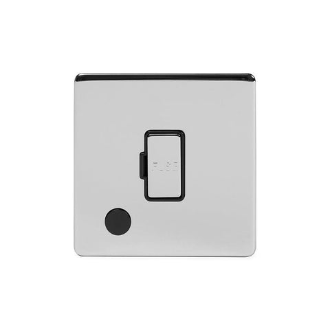 Screwless Polished Chrome - Black Trim - Slim Plate Screwless Polished Chrome 13A Unswitched Connection Unit Flex Outlet