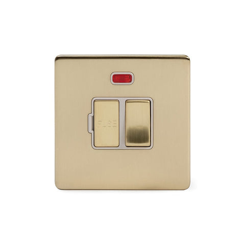 Screwless Brushed Brass 13A Switched Fuse Connection Unit With Neon - SE Home