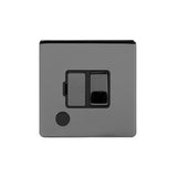 Screwless Black Nickel - Black Trim - Slim Plate Screwless Black Nickel 13A Switched Fuse Connection Unit Flex Outlet