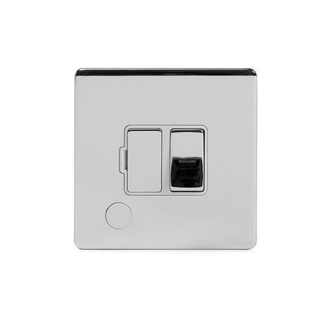 Screwless Polished Chrome - White Trim - Slim Plate Screwless Polished Chrome 13A Switched Fuse Connection Unit Flex Outlet